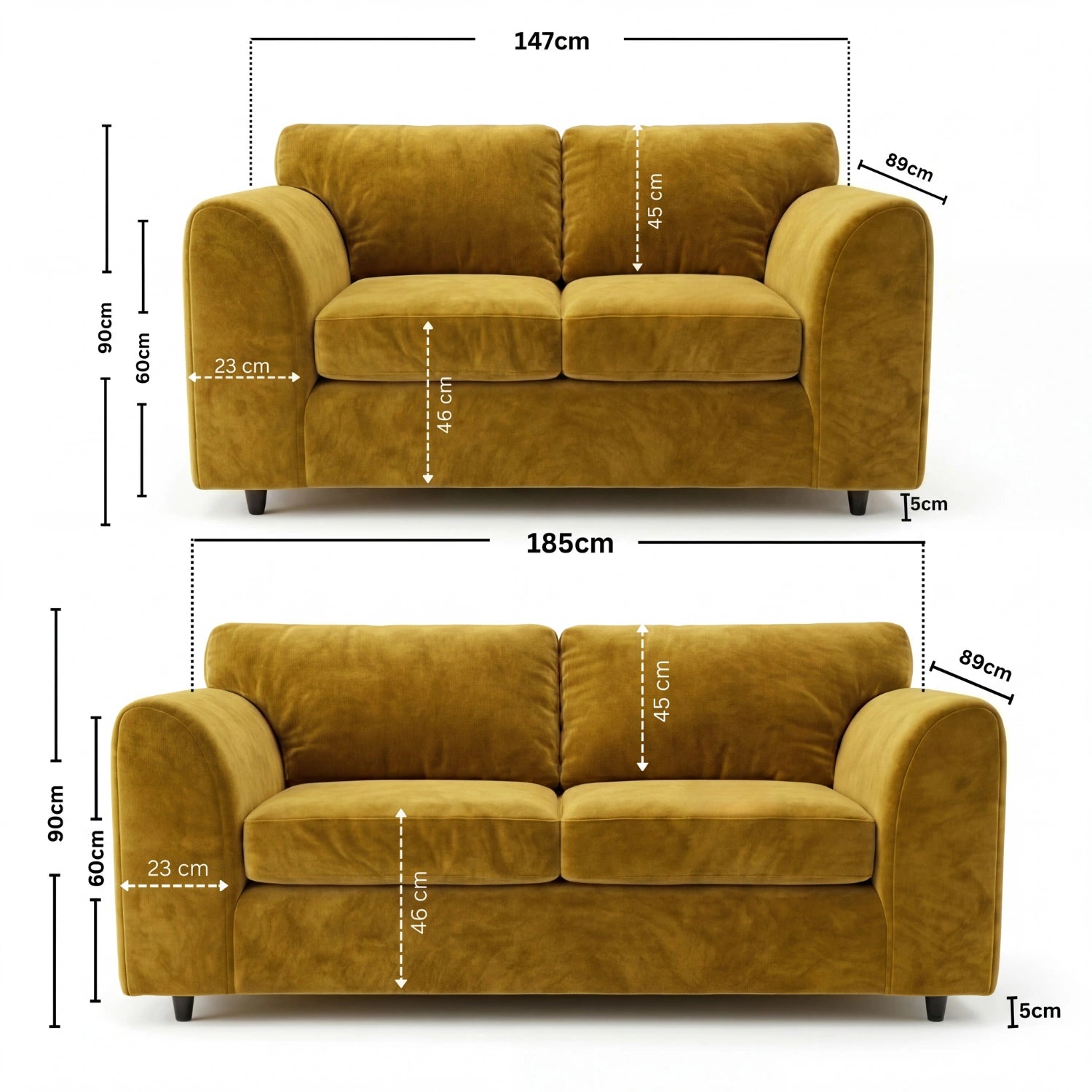 3 + 2 seater Mustard