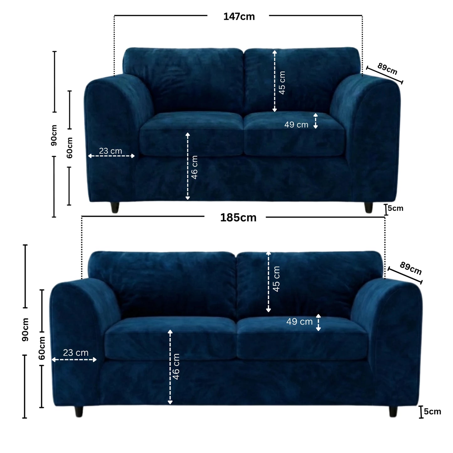 3 + 2 seater Midnight Blue