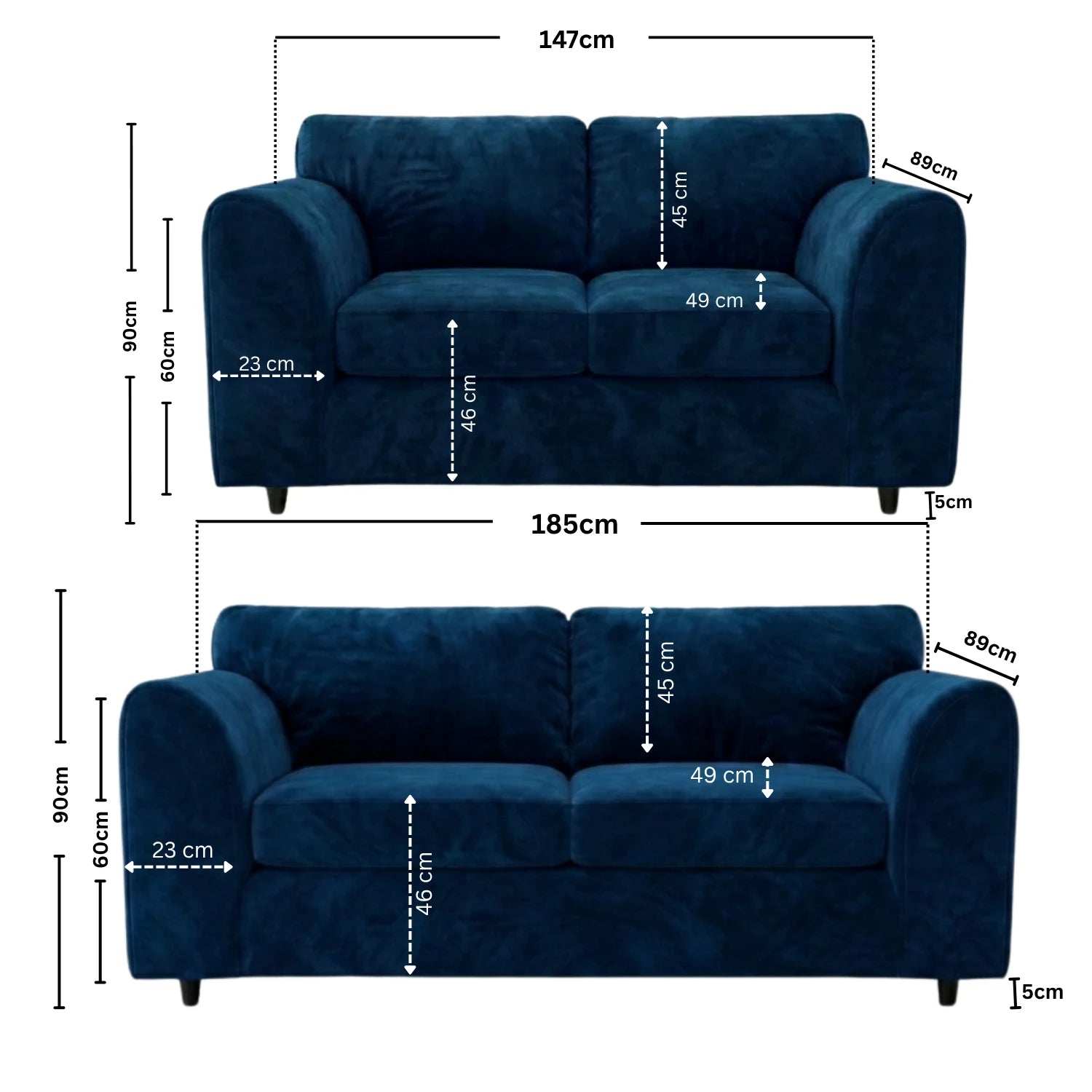 3 + 2 seater Midnight Blue
