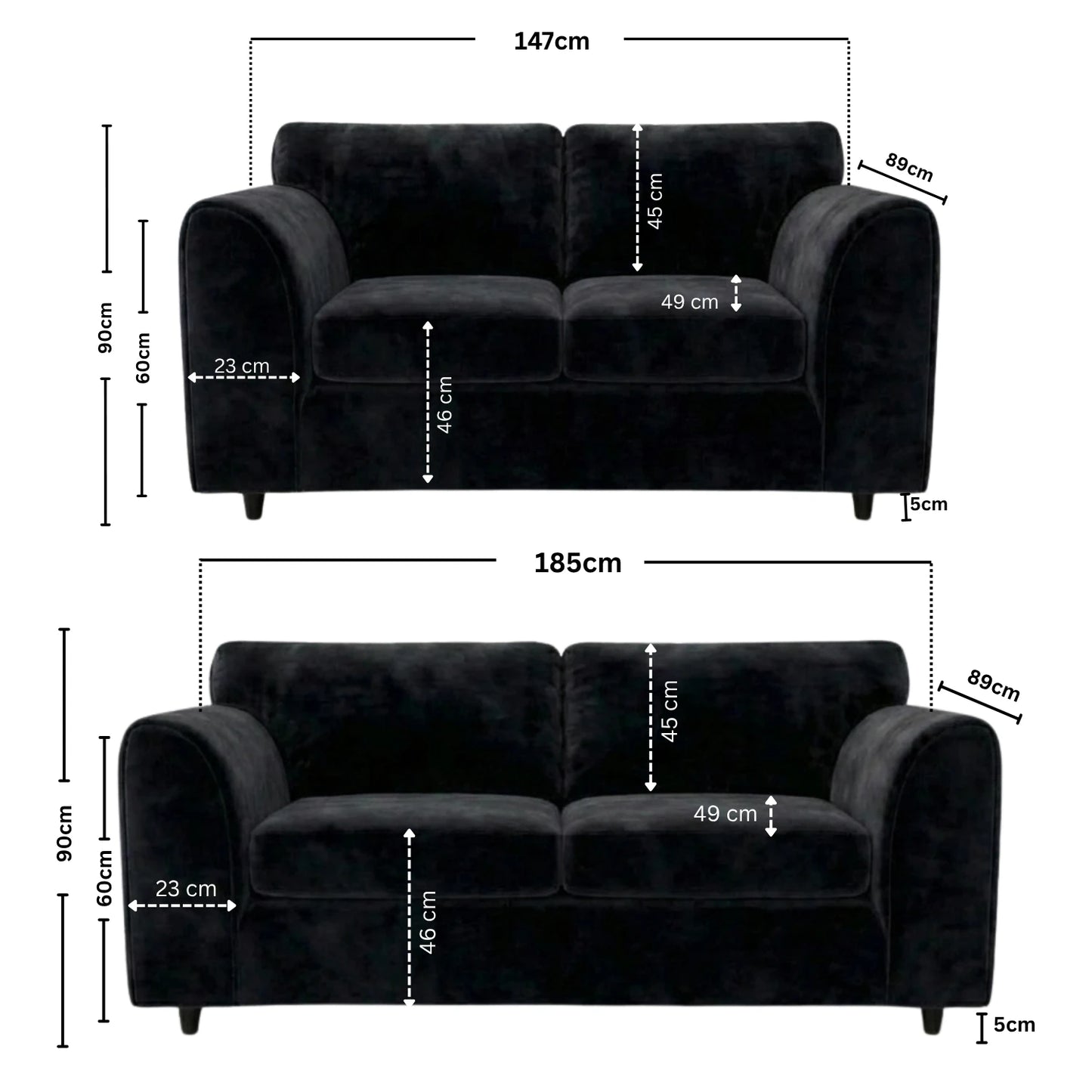 3 + 2 seater  Black
