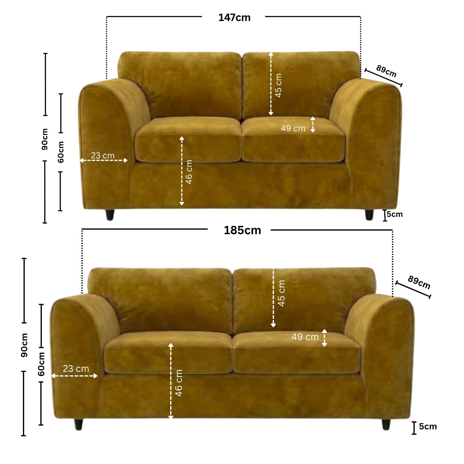 3 + 2 seater  Mustard