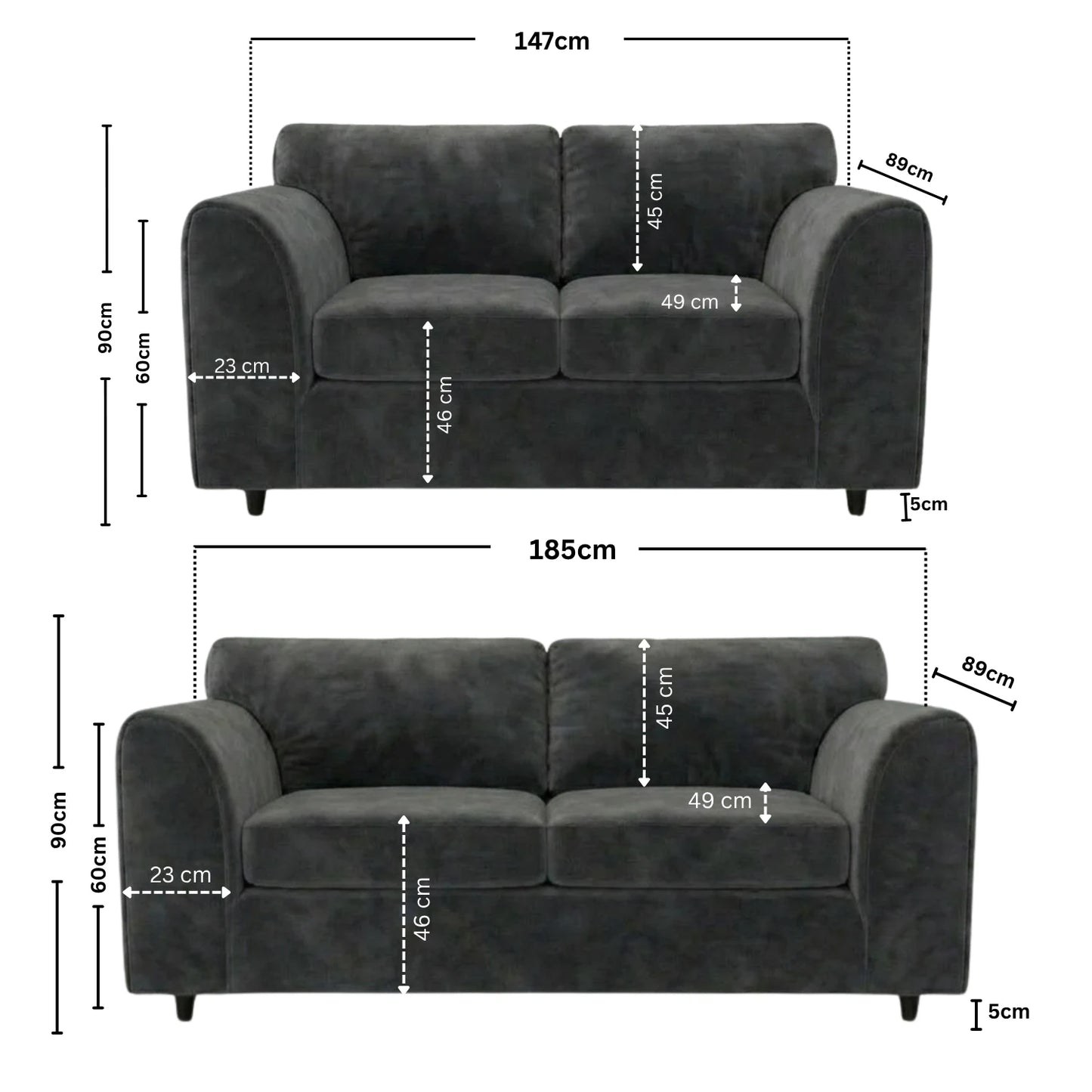 3 + 2 seater Dark Grey