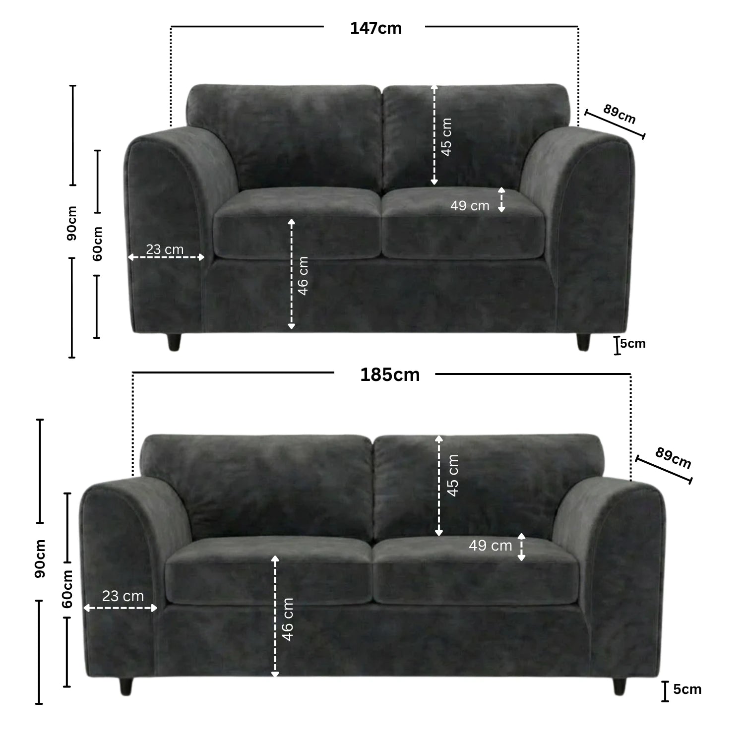 3 + 2 seater Dark Grey