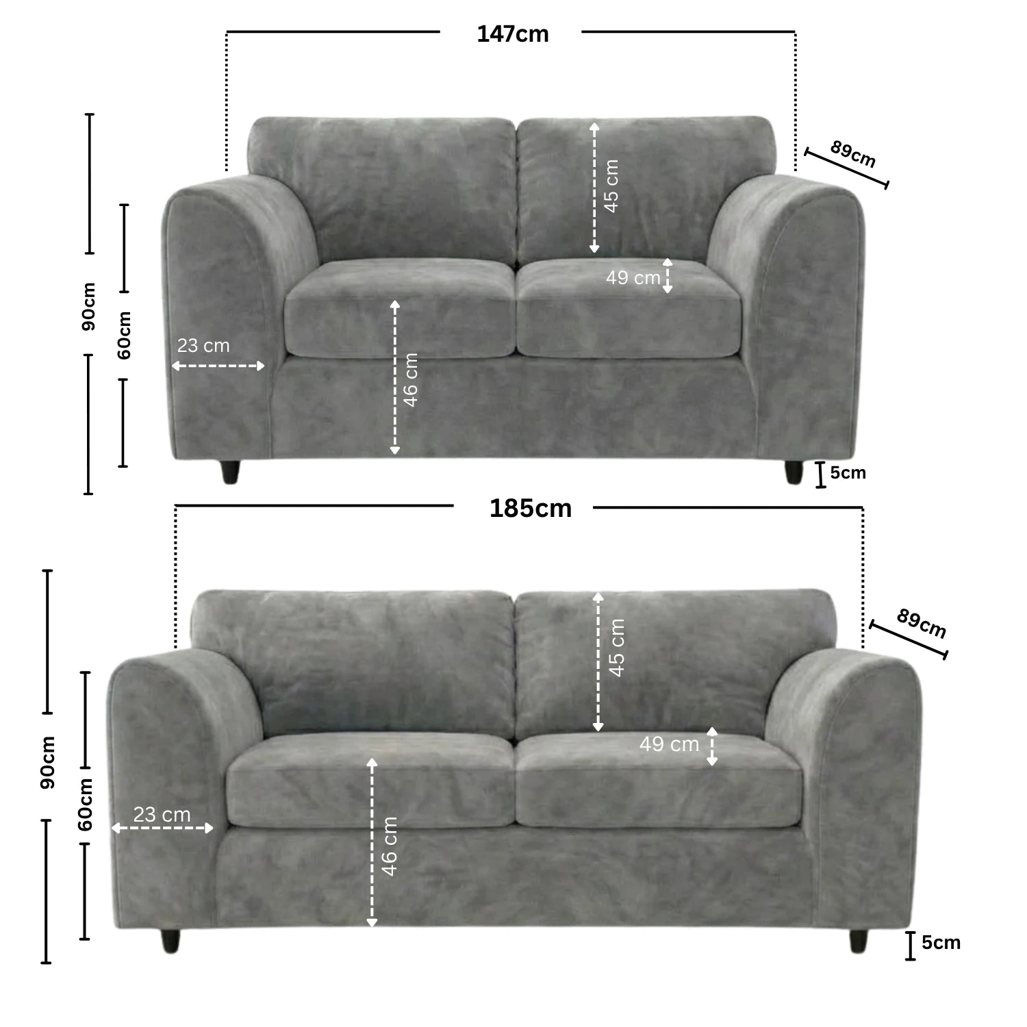 3 + 2 seater Light Grey