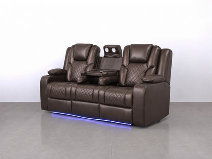 Brown Model O electric recliner sofa by Gamzo Outlet, featuring a 3-seater design with plush upholstery and reclining functions.