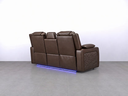 Brown Model O electric recliner sofa by Gamzo Outlet, featuring a 3-seater design with plush cushioning and modern style.