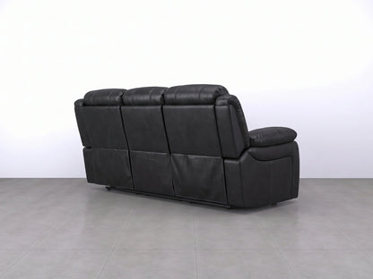 Black Model R Recliner Sofa from Gamzo Outlet, 3-seater with plush cushions and modern design for comfortable seating.