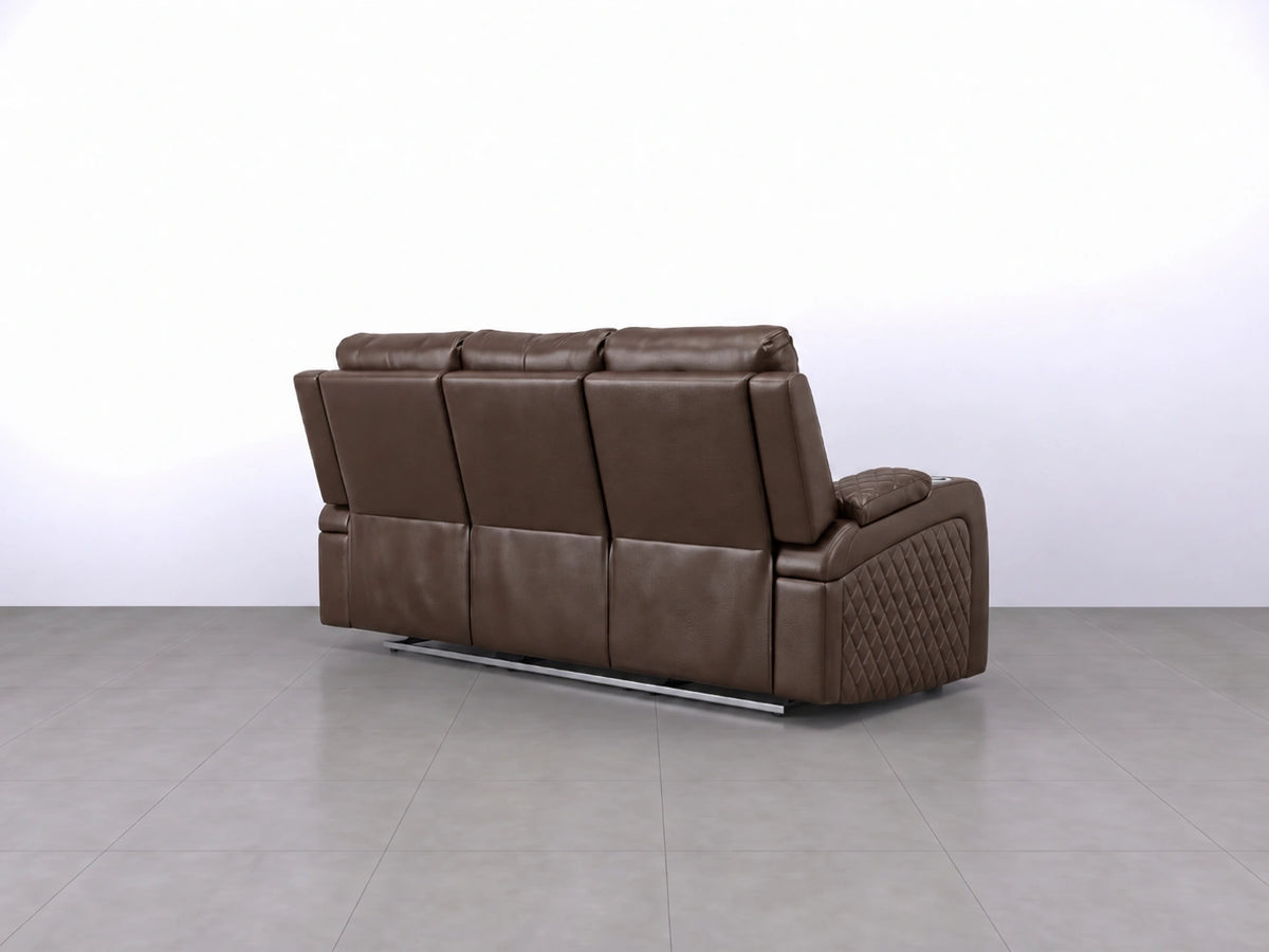 Brown Model B electric recliner sofa by Gamzo Outlet, showcasing a comfortable 3-seater with plush cushions and modern design.