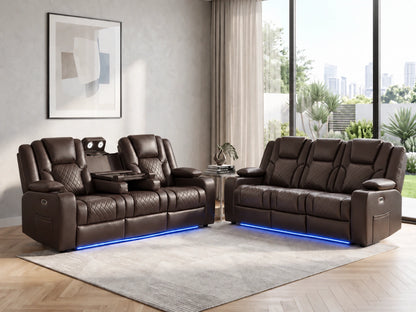 Brown Model O electric recliner sofa by Gamzo Outlet, featuring a three-seater design with plush cushioning and modern style.