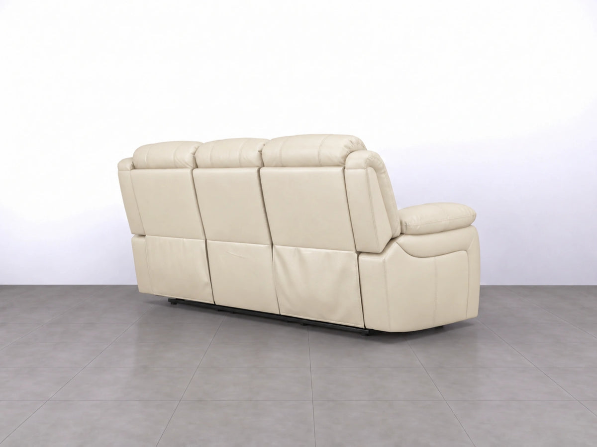 Cream Model R recliner sofa by Gamzo Outlet, showing a stylish 3-seater with plush cushions and reclining features.