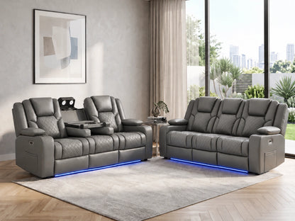 Grey Model O electric recliner sofa, 3-seater Gamzo Outlet sofa with plush cushions and modern design in a living room setting.