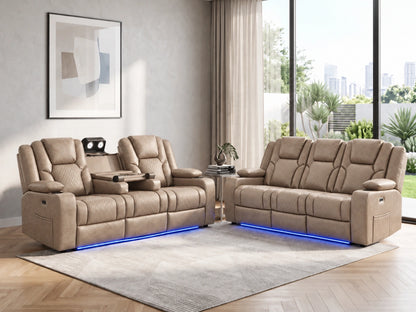 Mocha Model O electric recliner sofa by Gamzo Outlet, showing a 3-seater with plush cushions and modern design.