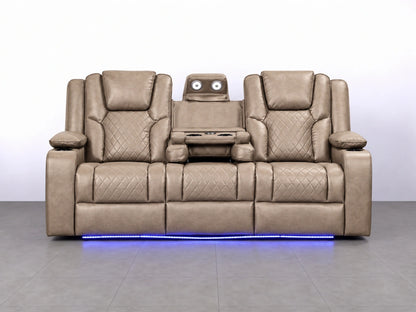 Three-seater mocha Model O electric recliner sofa by Gamzo Outlet, featuring plush cushions and modern design.