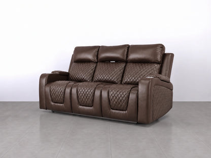 Brown Model B electric recliner sofa by Gamzo Outlet, featuring three seats with plush cushioning and recline function.