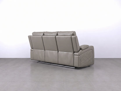 Grey Model B electric recliner sofa, 3-seater by Gamzo Outlet, featuring plush upholstery and built-in reclining mechanisms.
