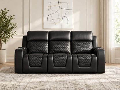 Black three-seater Model B electric recliner sofa by Gamzo Outlet with plush cushions and modern design.