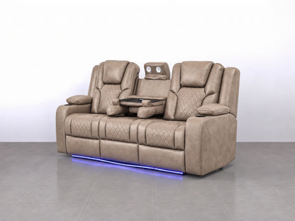 Three-seater Mocha Model O electric recliner sofa by Gamzo Outlet, featuring plush upholstery and adjustable reclining seats.