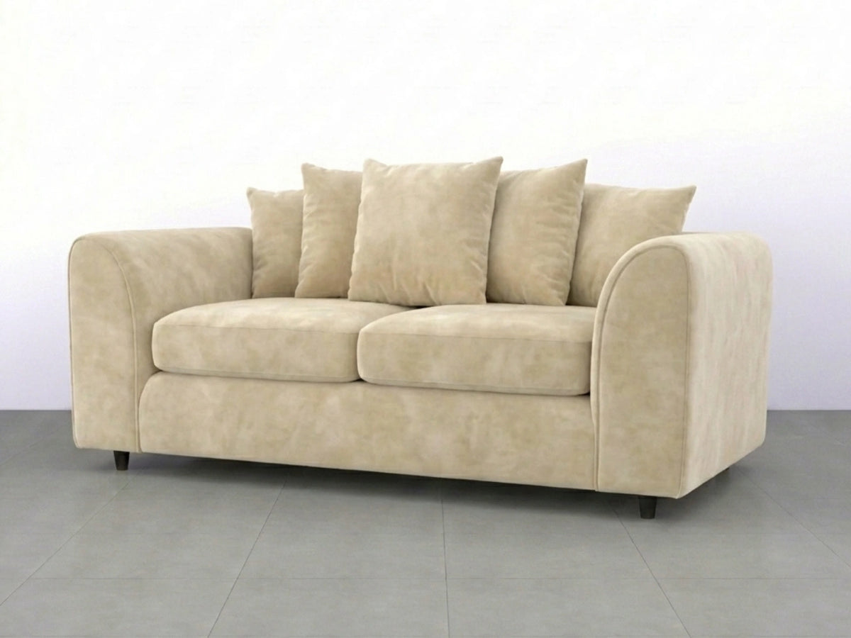 Plush Fabric Scatter Back Sofa Set