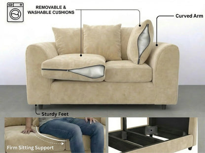 Plush Fabric Scatter Back Sofa Set