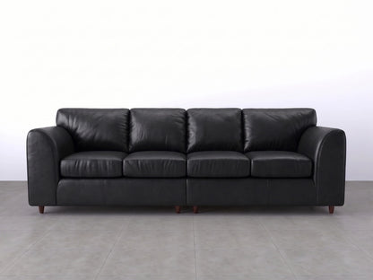 Black Dillon 4-seater leather sofa by Gamzo Outlet featuring a full back design and plush cushioning for comfortable seating.