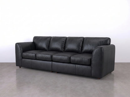 Black Dillon Full Back 4 Seater Leather Sofa by Gamzo Outlet, showcasing plush leather upholstery and spacious seating.
