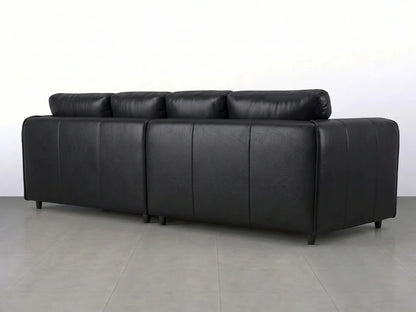 Black Dillon full back 4-seater leather sofa by Gamzo Outlet, showcasing plush cushions and sleek design.