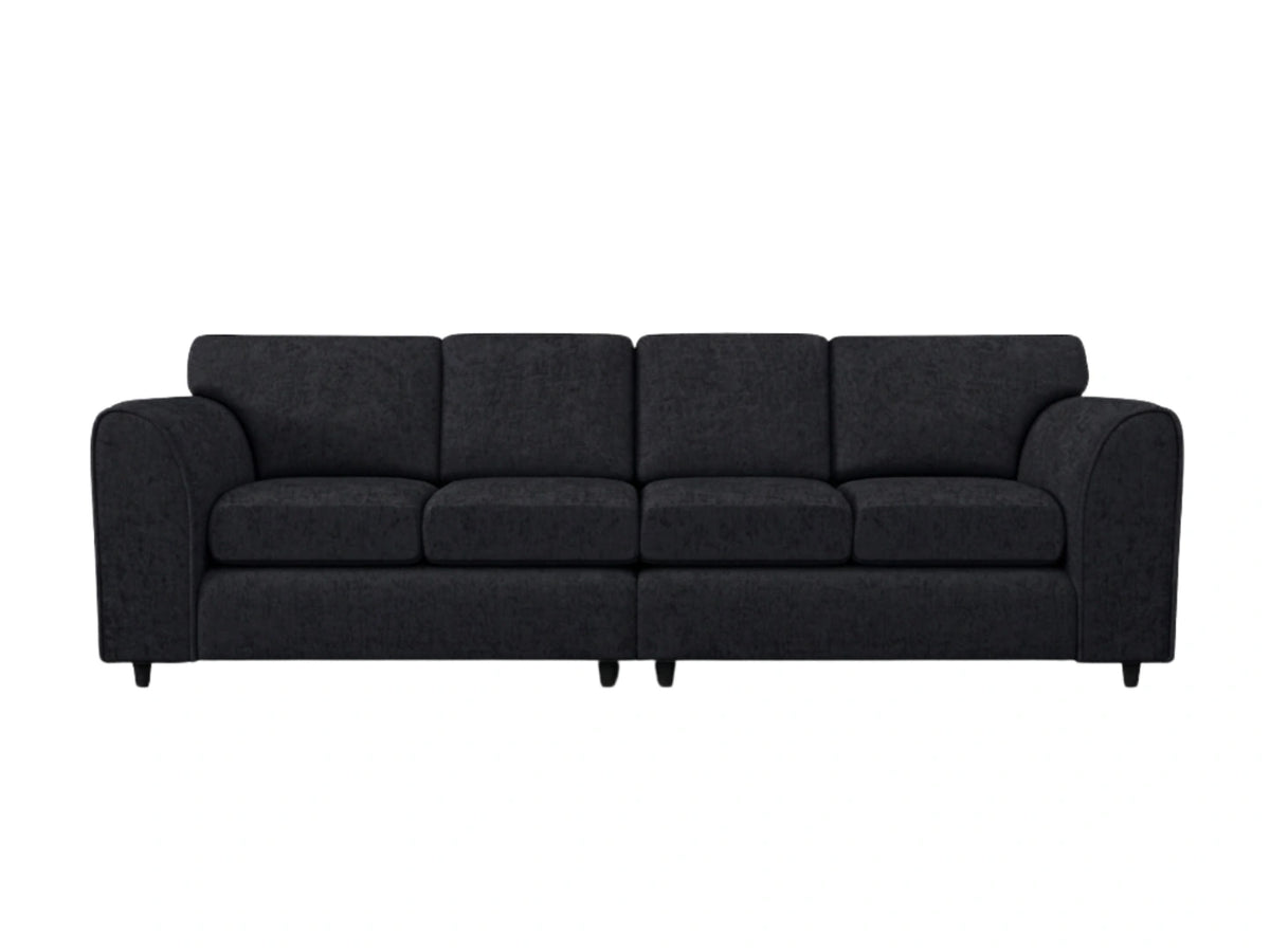 Black Alaska Fabric 4 Seater Sofa by Gamzo Outlet, full back design, contemporary living room furniture.