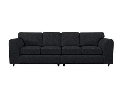 Black Alaska Fabric 4 Seater Sofa by Gamzo Outlet, full back design, contemporary living room furniture.