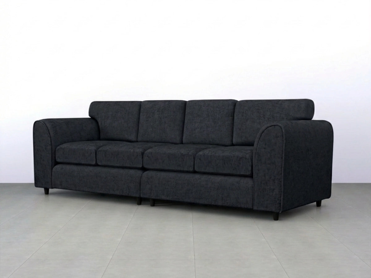 Black Alaska Fabric 4 Seater Full Back Sofa by Gamzo Outlet, showcasing a modern, comfortable seating arrangement with full back support.