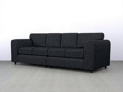 Black Alaska Fabric 4 Seater Full Back Sofa by Gamzo Outlet, showcasing a modern, comfortable seating arrangement with full back support.