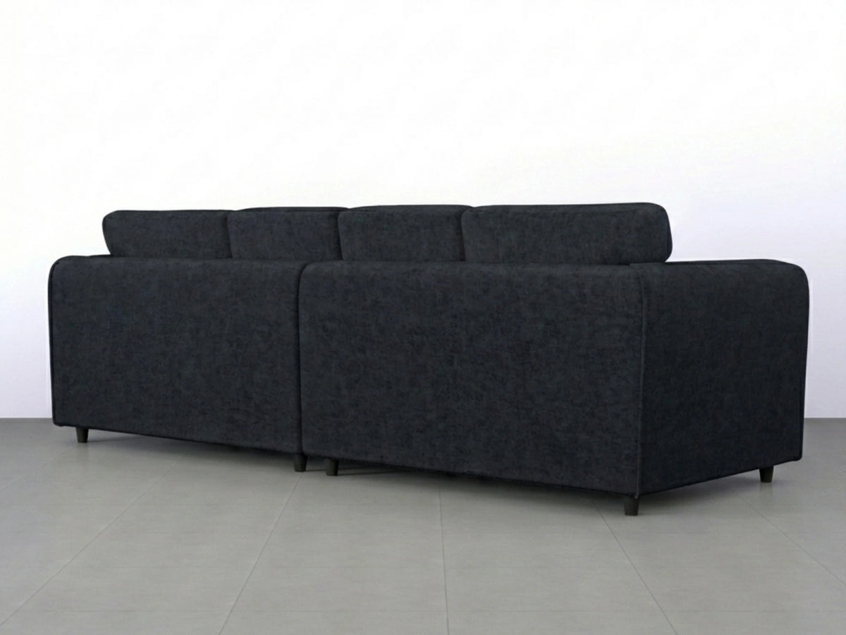 Black Alaska Fabric 4 Seater Full Back Sofa by Gamzo Outlet, showcasing a modern, comfortable 4-seat living room sofa.