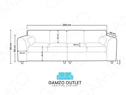 Brown Dillon full back 4-seater leather sofa by Gamzo Outlet, showcasing plush cushions and sturdy wooden legs.