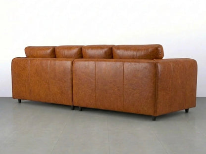 Brown Dillon full back 4-seater leather sofa by Gamzo Outlet, showcasing plush cushioned seating and classic design.