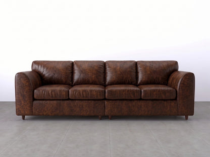 Chocolate brown Dillon full back 4-seater leather sofa by Gamzo Outlet, showcasing plush cushions and sleek design.