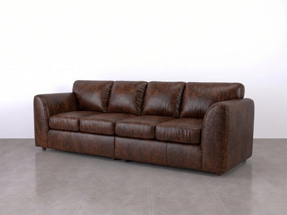 Chocolate brown Dillon full back 4-seater leather sofa by Gamzo Outlet, showcasing plush cushioned seating and sleek design.