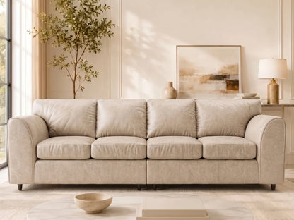 Cream leather Dillon 4-seater sofa by Gamzo Outlet, showing plush back and armrests with stylish design and comfortable seating.