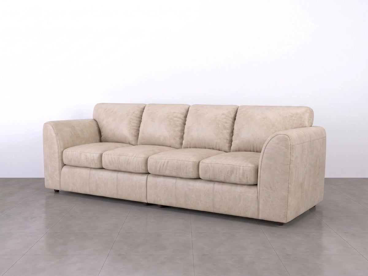 Cream leather Dillon 4-seater sofa by Gamzo Outlet, featuring a full back design and spacious seating for living rooms.