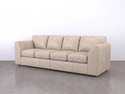 Cream leather Dillon 4-seater sofa by Gamzo Outlet, featuring a full back design and spacious seating for living rooms.