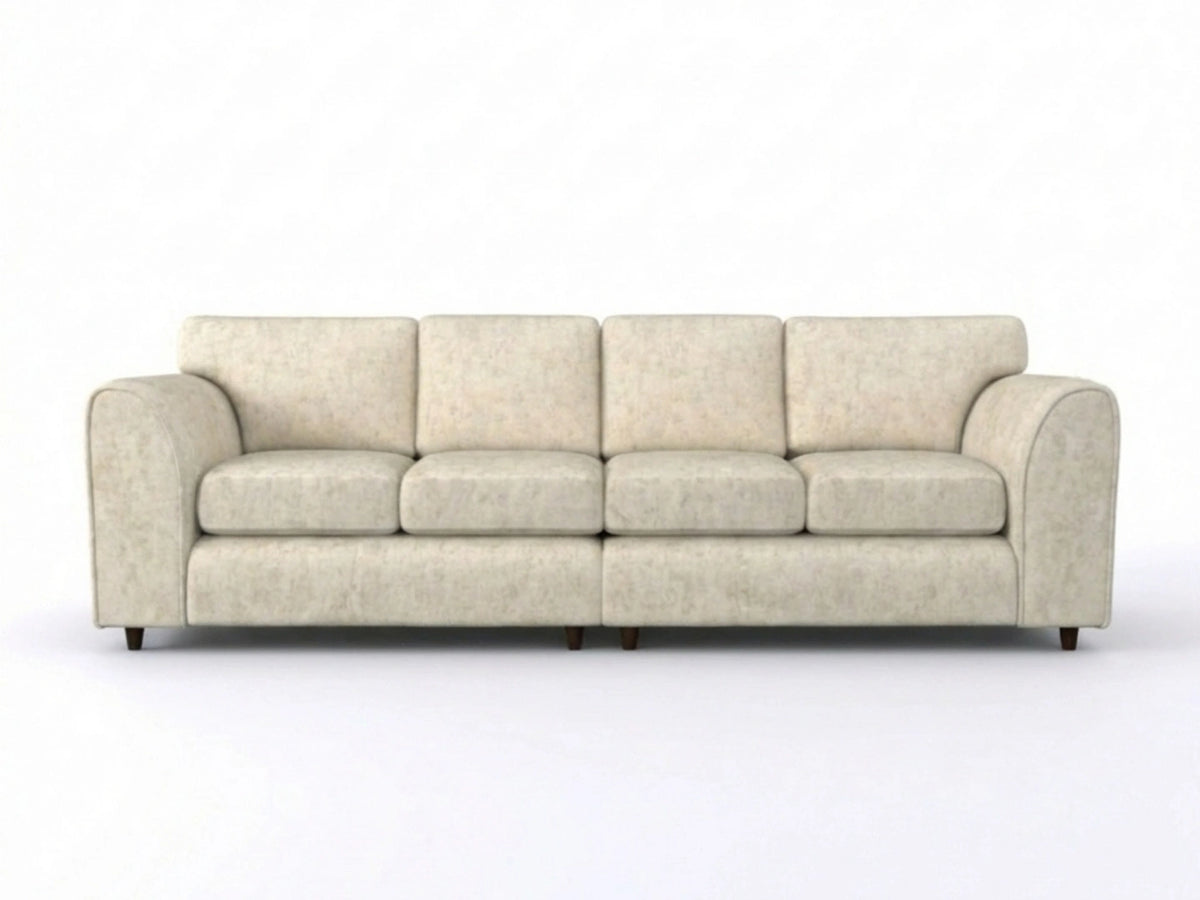 Cream Alaska Fabric 4 Seater Sofa with full back and plush cushions by Gamzo Outlet, suitable for living room seating.