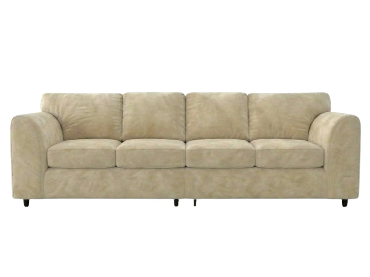 Cream plush velvet 4-seater full back corner sofa from Gamzo Outlet, showcasing soft fabric and spacious seating.