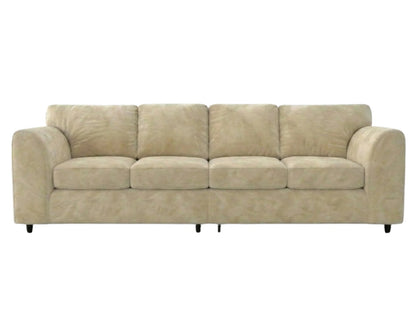 Cream plush velvet 4-seater full back corner sofa from Gamzo Outlet, showcasing soft fabric and spacious seating.