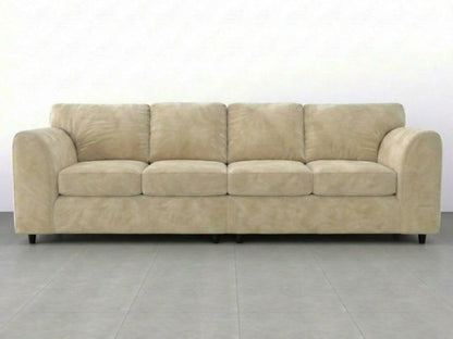 Cream plush velvet 4-seater full back corner sofa by Gamzo Outlet, showcasing soft fabric and stylish design.