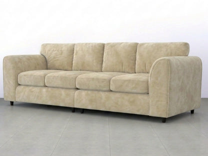 Cream plush velvet 4-seater corner sofa by Gamzo Outlet with full back design, ideal for modern living rooms.