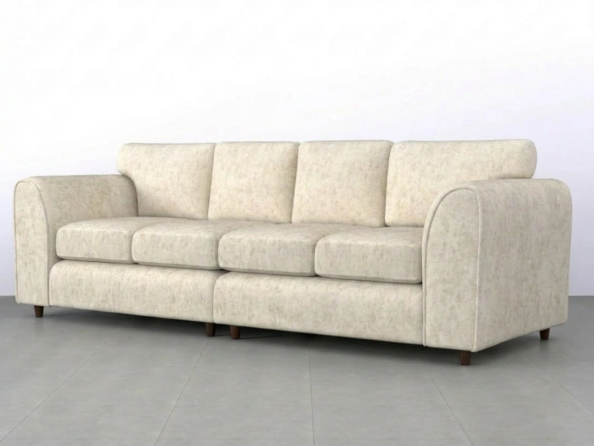 Cream Gamzo Outlet Alaska Fabric 4 Seater Full Back Sofa with plush cushions and modern design, perfect for living room seating.