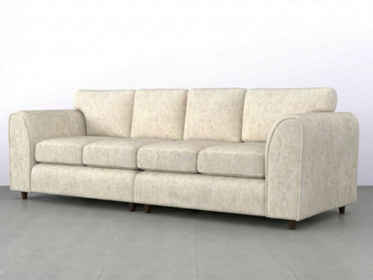 Cream Gamzo Outlet Alaska Fabric 4 Seater Full Back Sofa with plush cushions and modern design, perfect for living room seating.