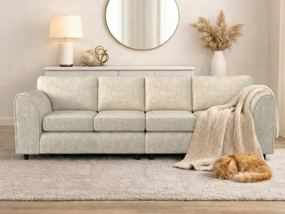 Cream Alaska Fabric 4 Seater Full Back Sofa by Gamzo Outlet, showing plush fabric upholstery and spacious seating for family comfort.