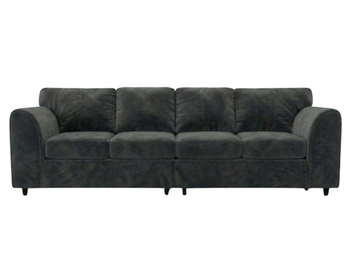 Dark grey plush velvet 4-seater full back corner sofa from Gamzo Outlet, showcasing a modern and comfortable design.