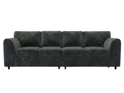 Dark grey plush velvet 4-seater full back corner sofa from Gamzo Outlet, showcasing a modern and comfortable design.