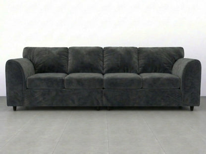 Dark grey plush velvet 4-seater full back corner sofa by Gamzo Outlet, showcasing a comfortable and modern design.