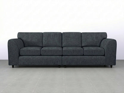 Dark grey Gamzo Outlet Alaska Fabric 4 Seater Sofa with full back and plush cushions, ideal for living room seating.